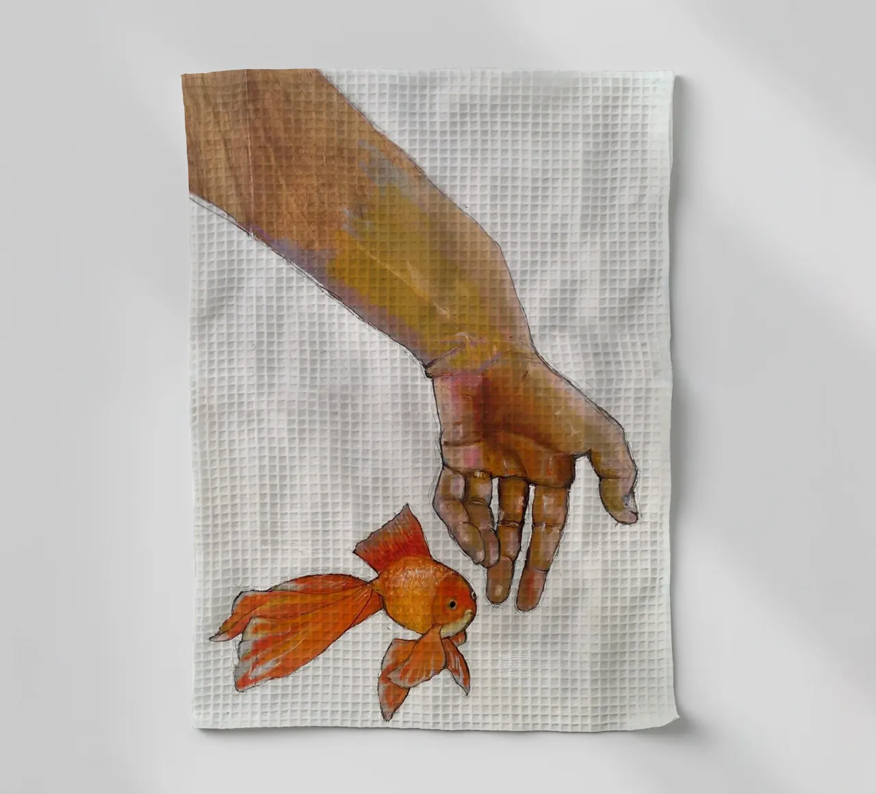 Mano con koi canovaccio da cucina da Martin Ahrens