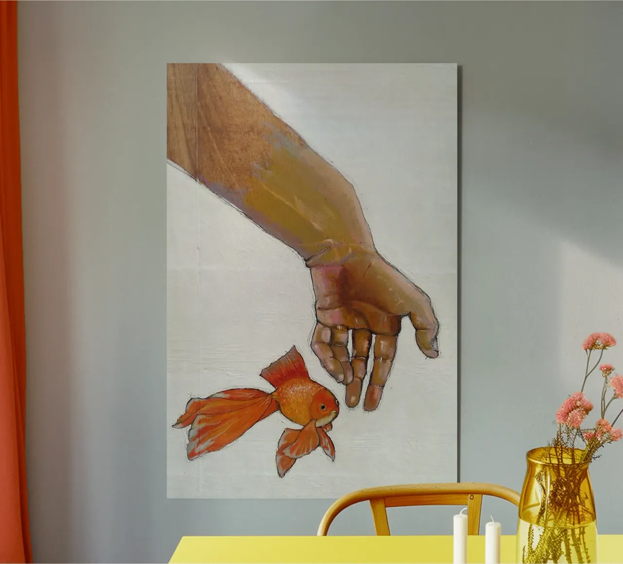 Mano con koi alluminio dibond da Martin Ahrens