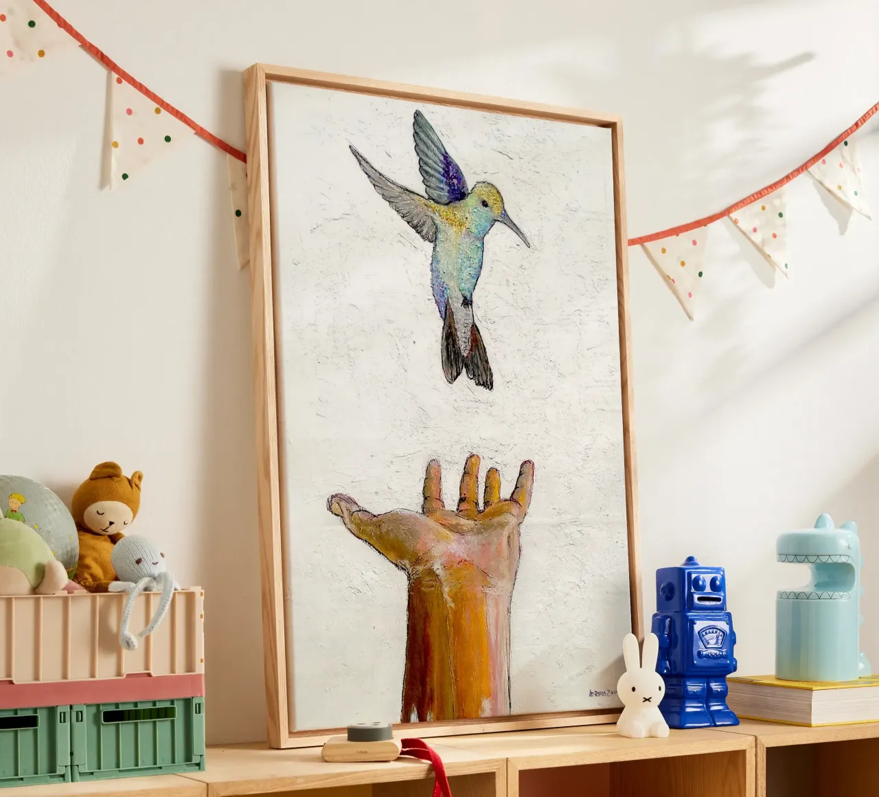 Hand und Kolibri tela con Cornice a cassetta da Martin Ahrens
