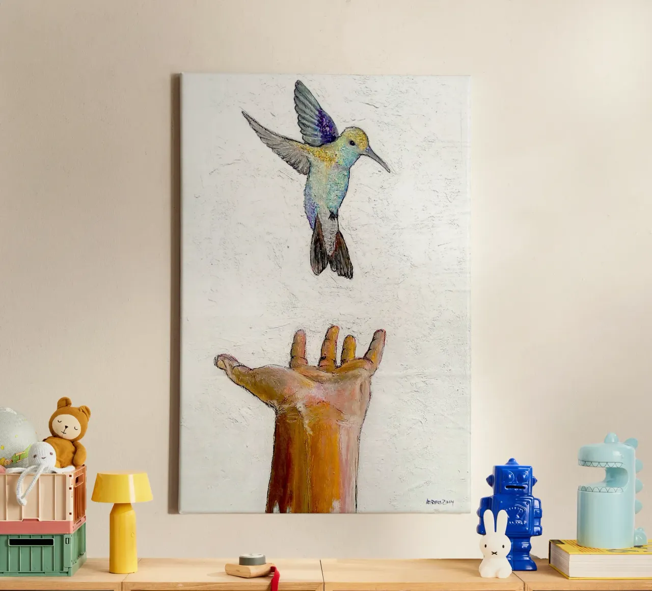 Hand und Kolibri tela con Cornice a cassetta da Martin Ahrens