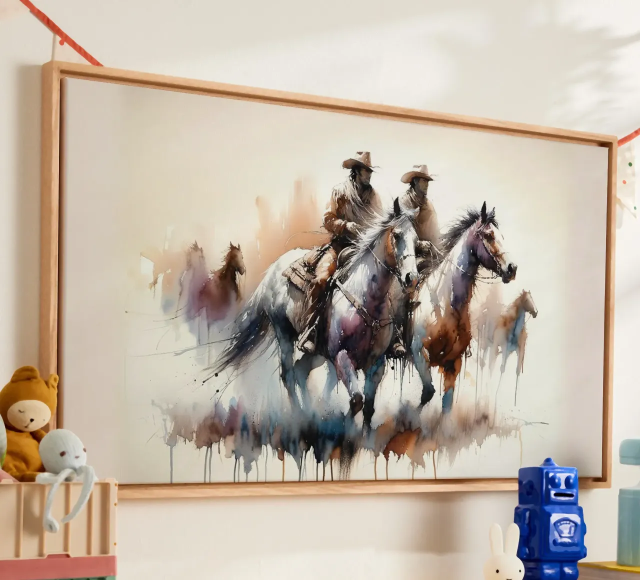 Cavalieri del selvaggio West tela con Cornice a cassetta da Chromatic Fusion Studio