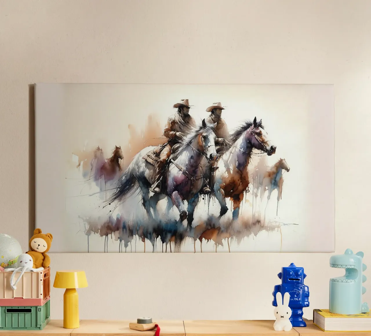 Cavalieri del selvaggio West tela con Cornice a cassetta da Chromatic Fusion Studio