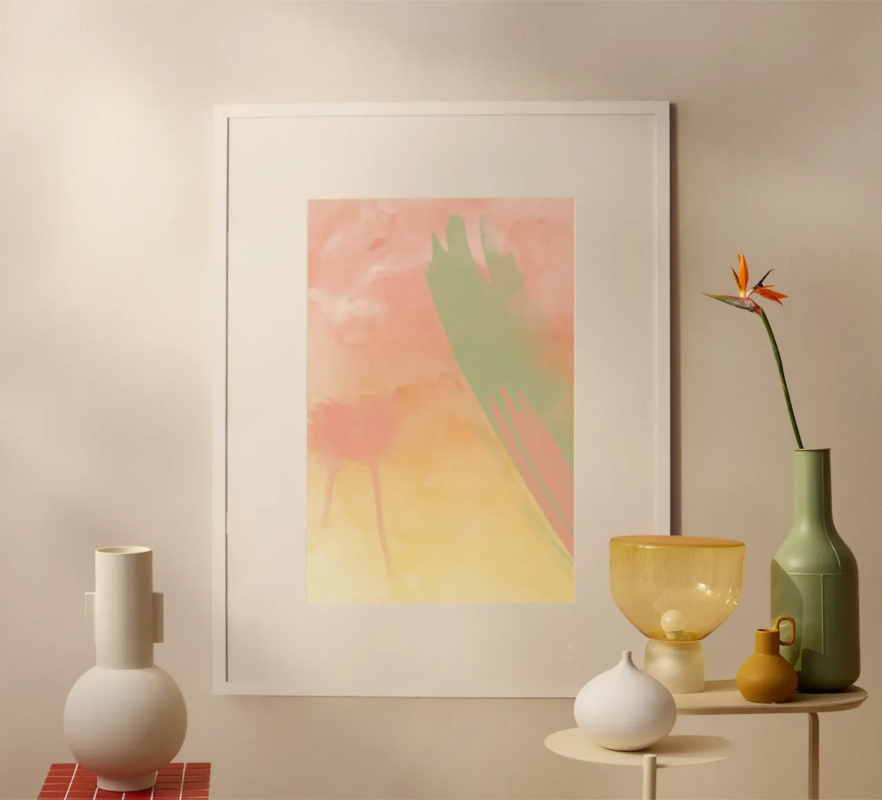Aquarell-Kleks poster con telaio in legno da AESTHETIC VIBES by Isabel