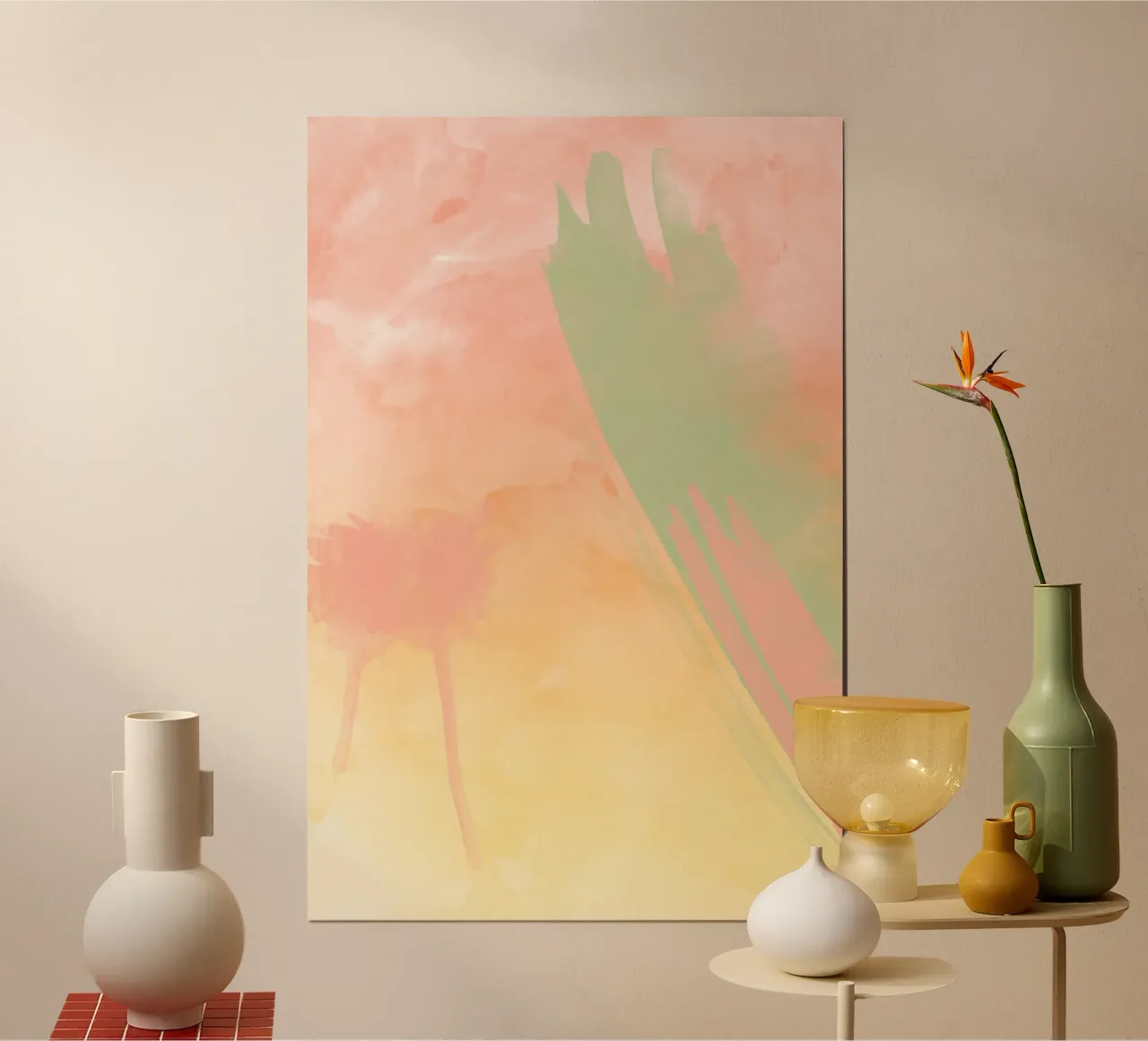Aquarell-Kleks poster con telaio in legno da AESTHETIC VIBES by Isabel