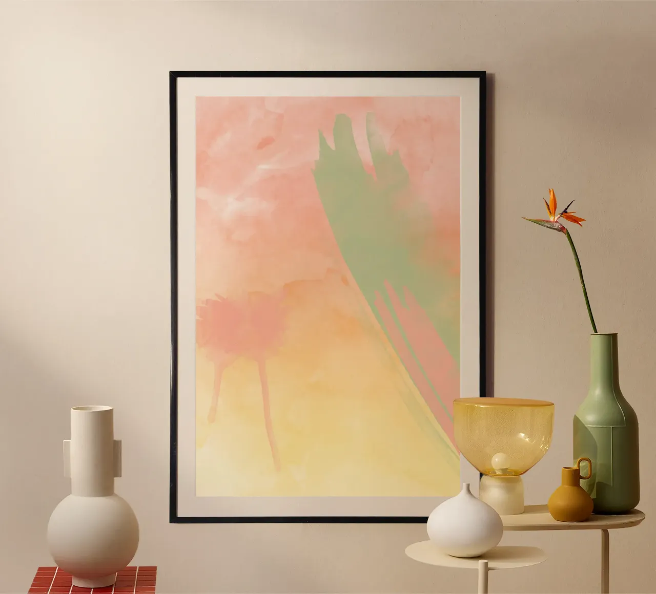 Aquarell-Kleks poster con telaio in legno da AESTHETIC VIBES by Isabel