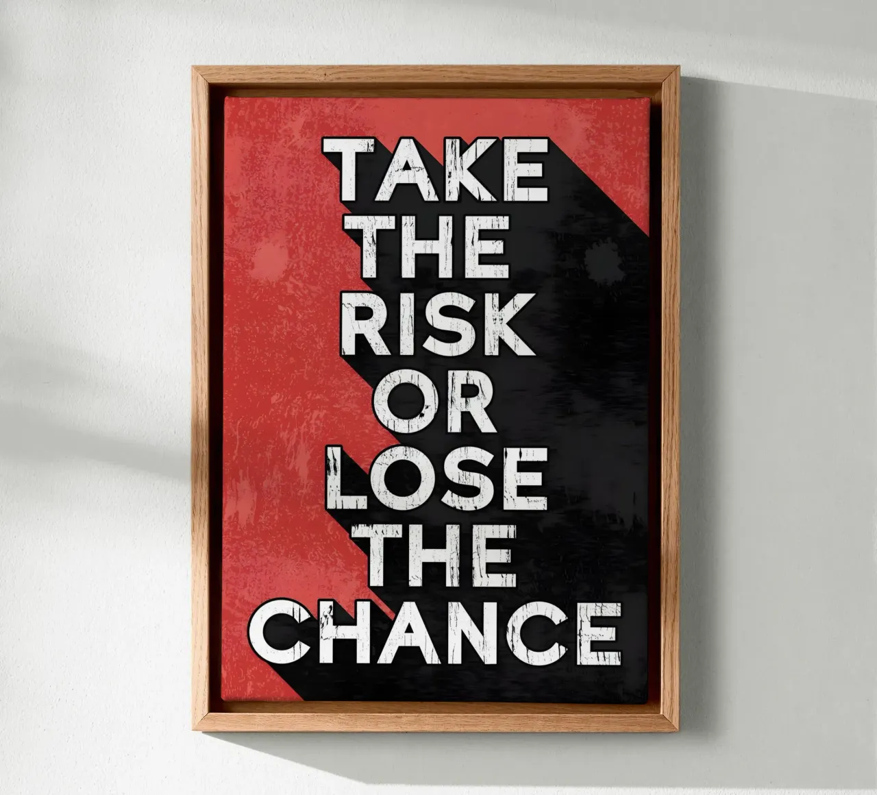 TAKE THE RISK OR LOSE THE CHANCE' tela con Cornice a cassetta da Type & Tape