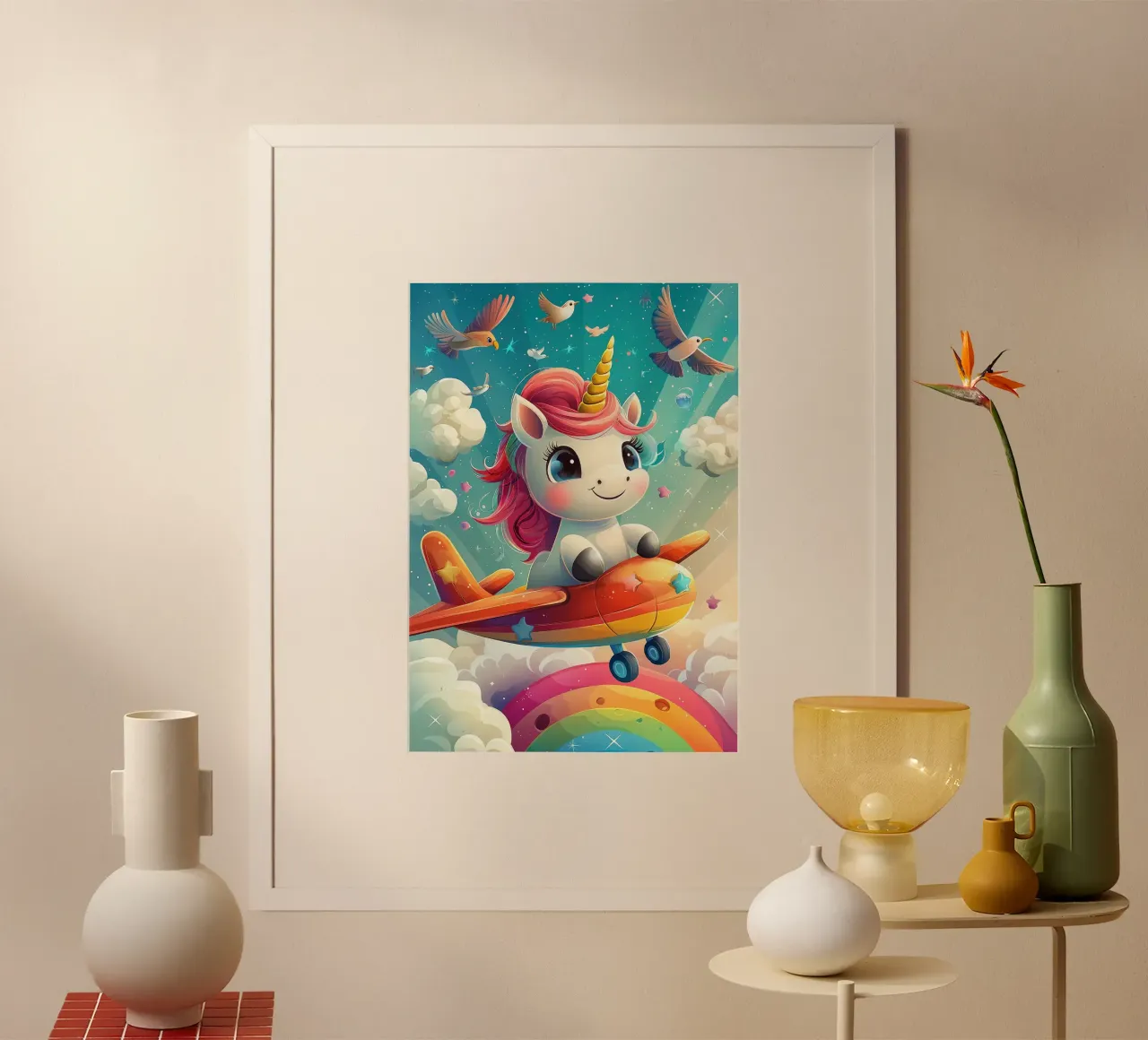 unicornio avión arco iris nubes poster de Eldon S Kiser