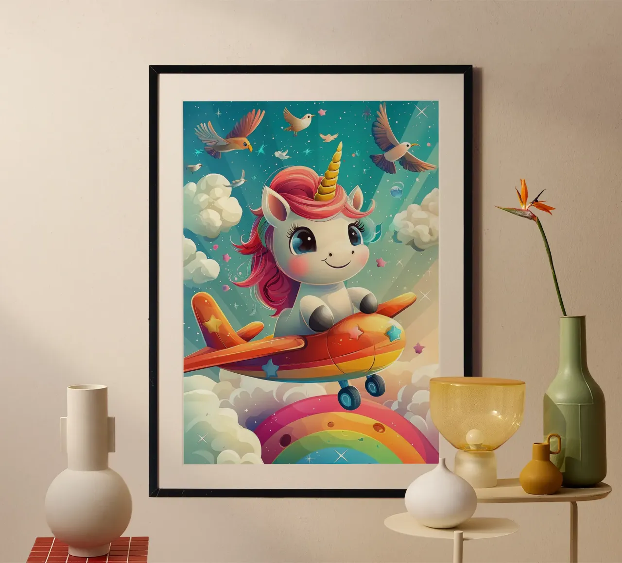 unicornio avión arco iris nubes poster de Eldon S Kiser