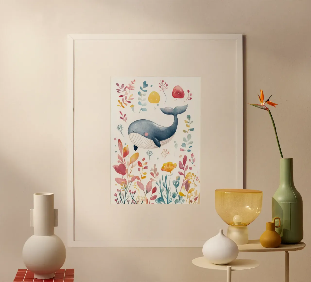 balena vita marina creatura marina oceano poster con telaio in legno da Eldon S Kiser