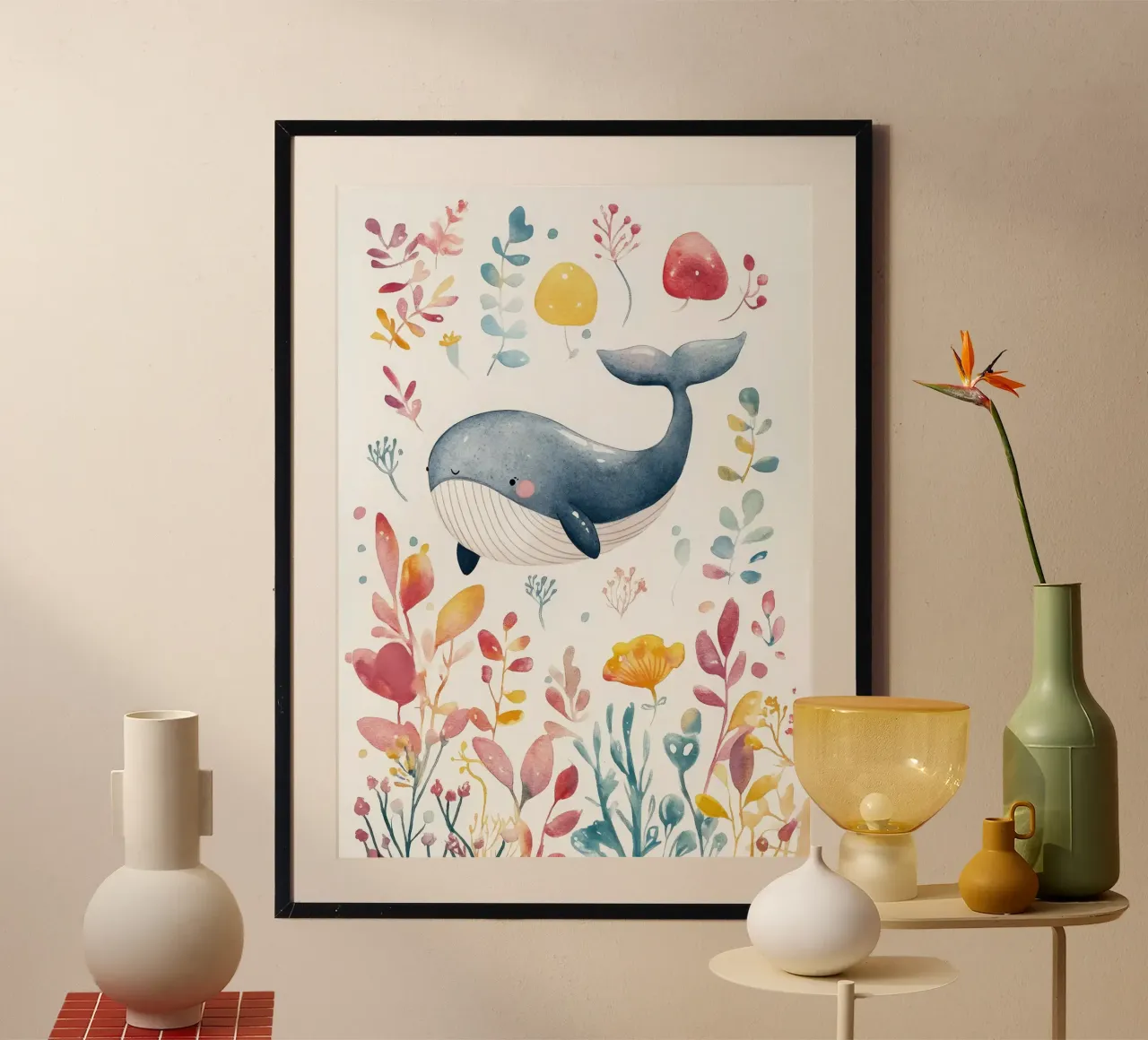 balena vita marina creatura marina oceano poster con telaio in legno da Eldon S Kiser