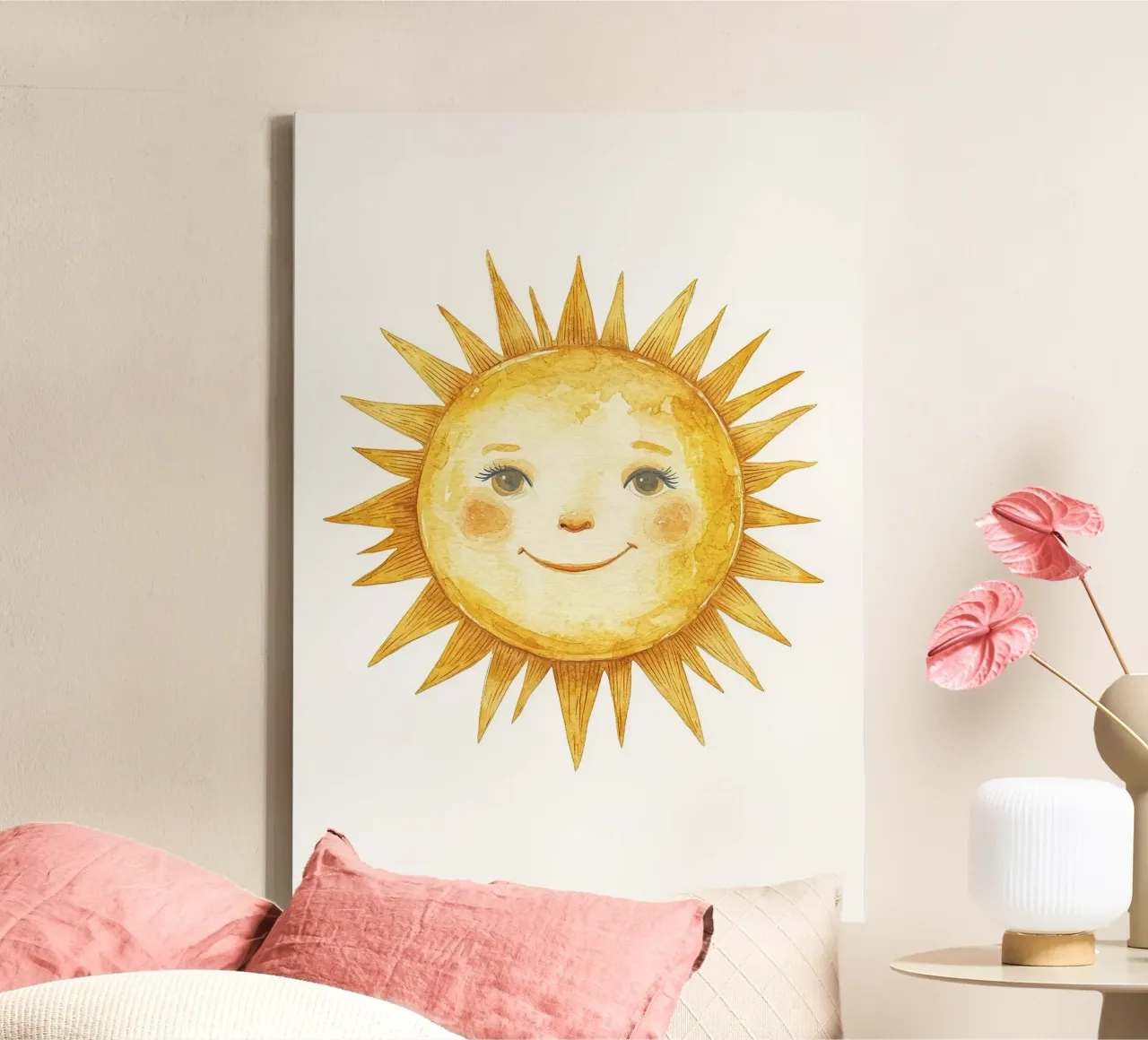 sun face smiling eyes cheeks canvas with Floater frame by Eldon S Kiser