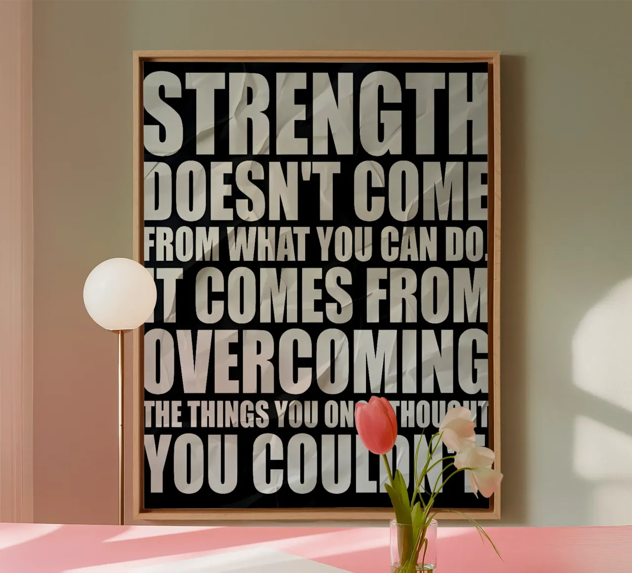 STRENGTH DOESNT COME tela con Cornice a cassetta da Type & Tape