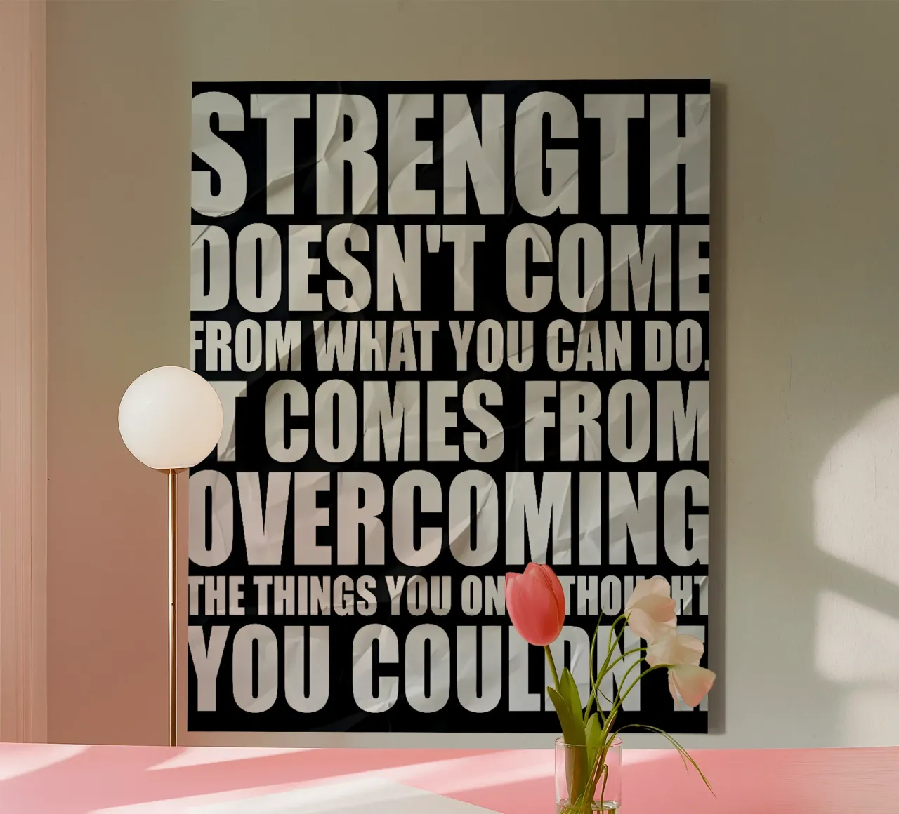 STRENGTH DOESNT COME tela con Cornice a cassetta da Type & Tape