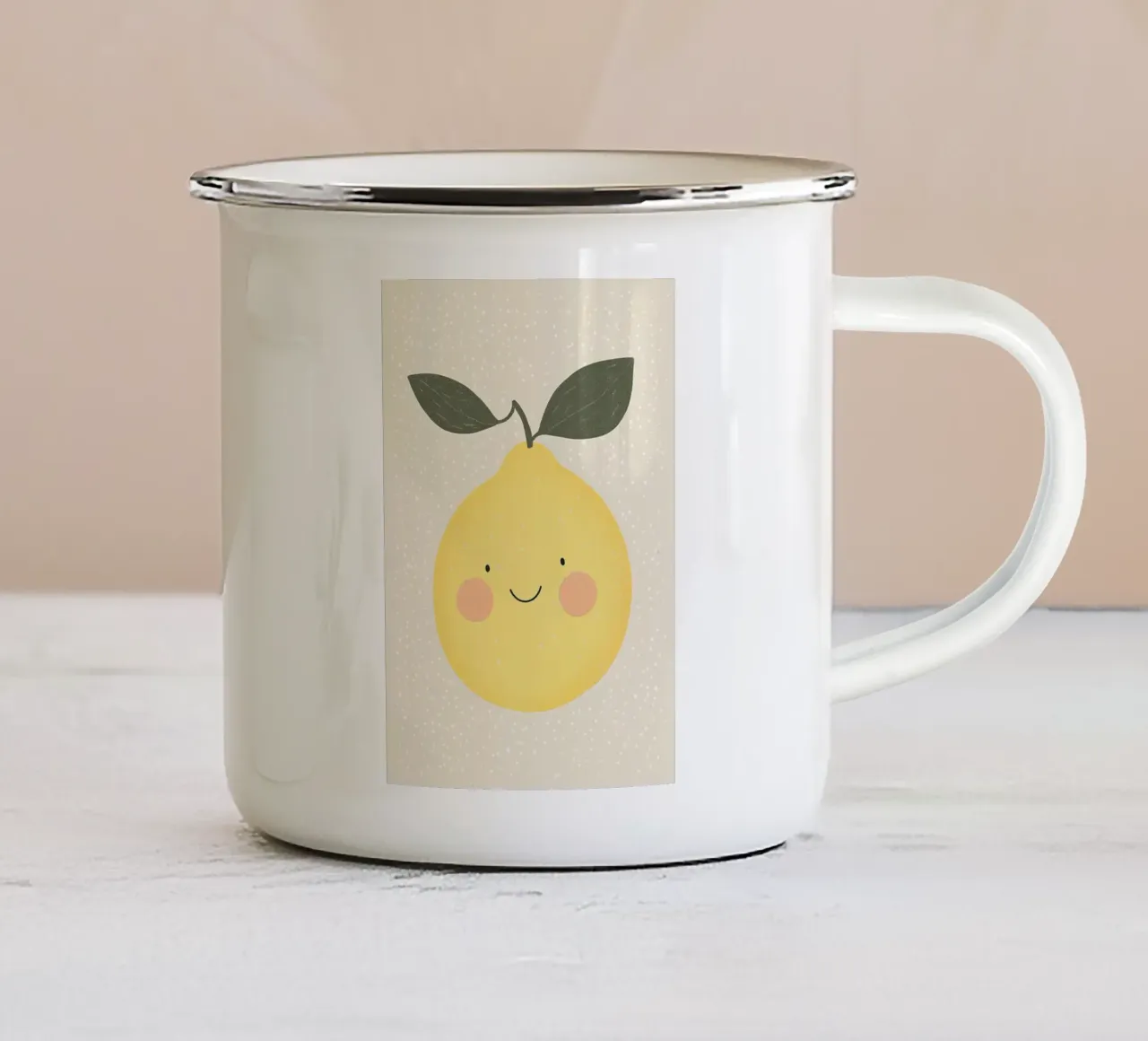 Foglie di limone smile tazza in smalto da Leonard R Sadler