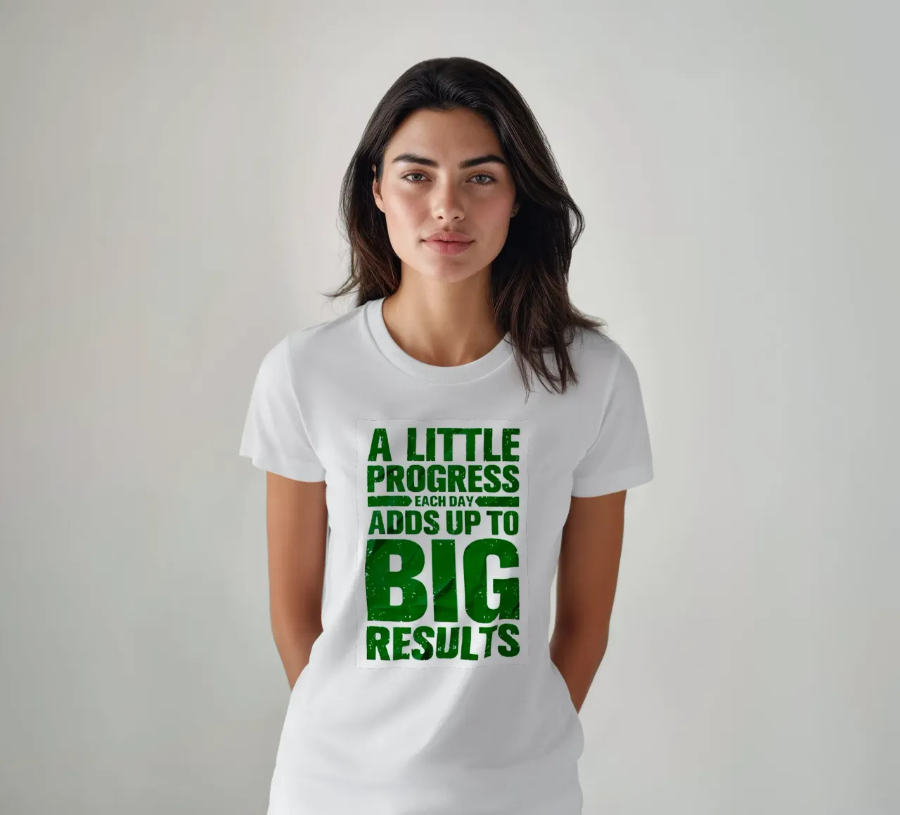'A LITTLE PROGRESS EACH DAY ADDŞ UP TO BIG RESULTS' t-shirt da Type & Tape