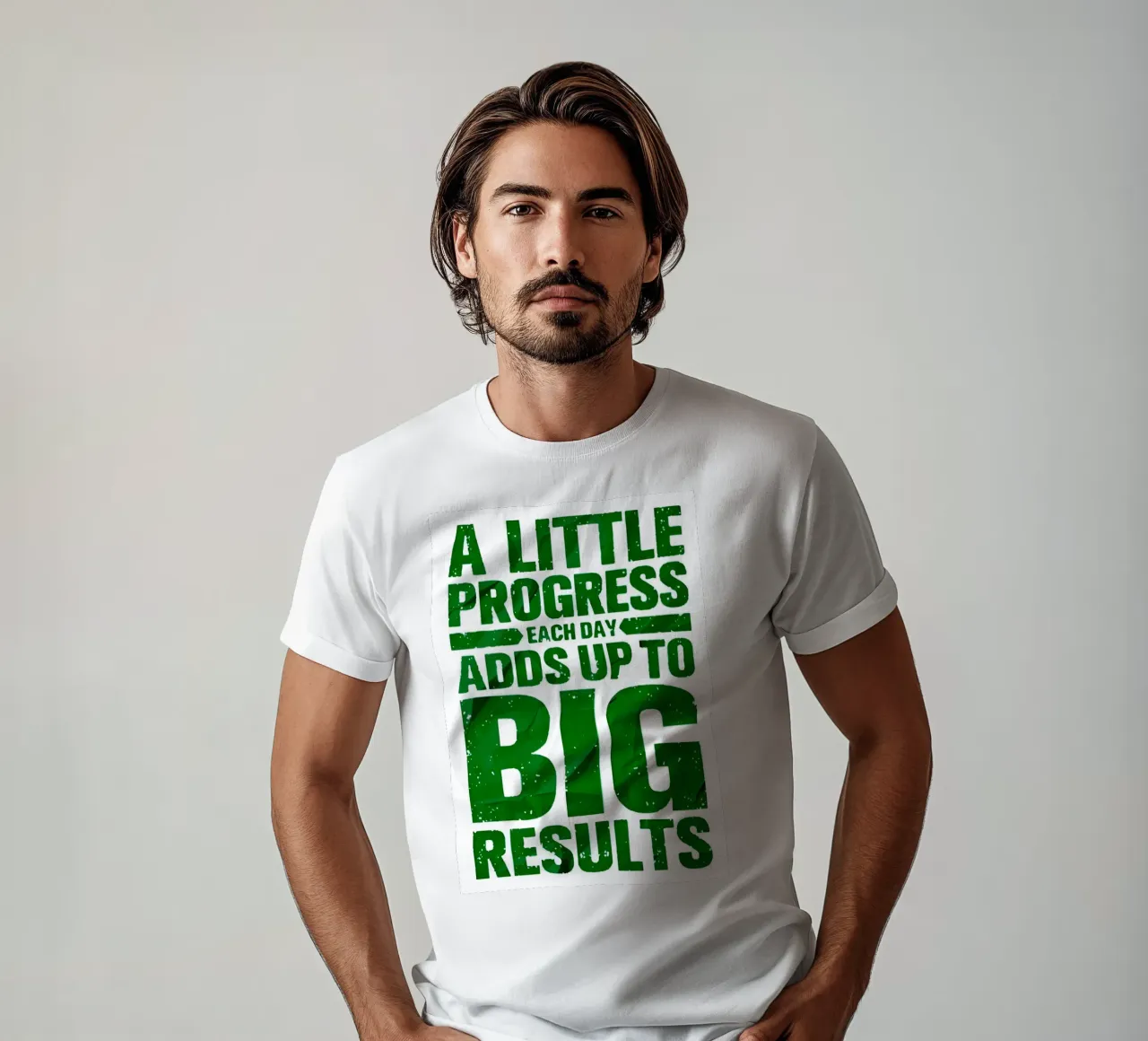 'A LITTLE PROGRESS EACH DAY ADDŞ UP TO BIG RESULTS' t-shirt da Type & Tape