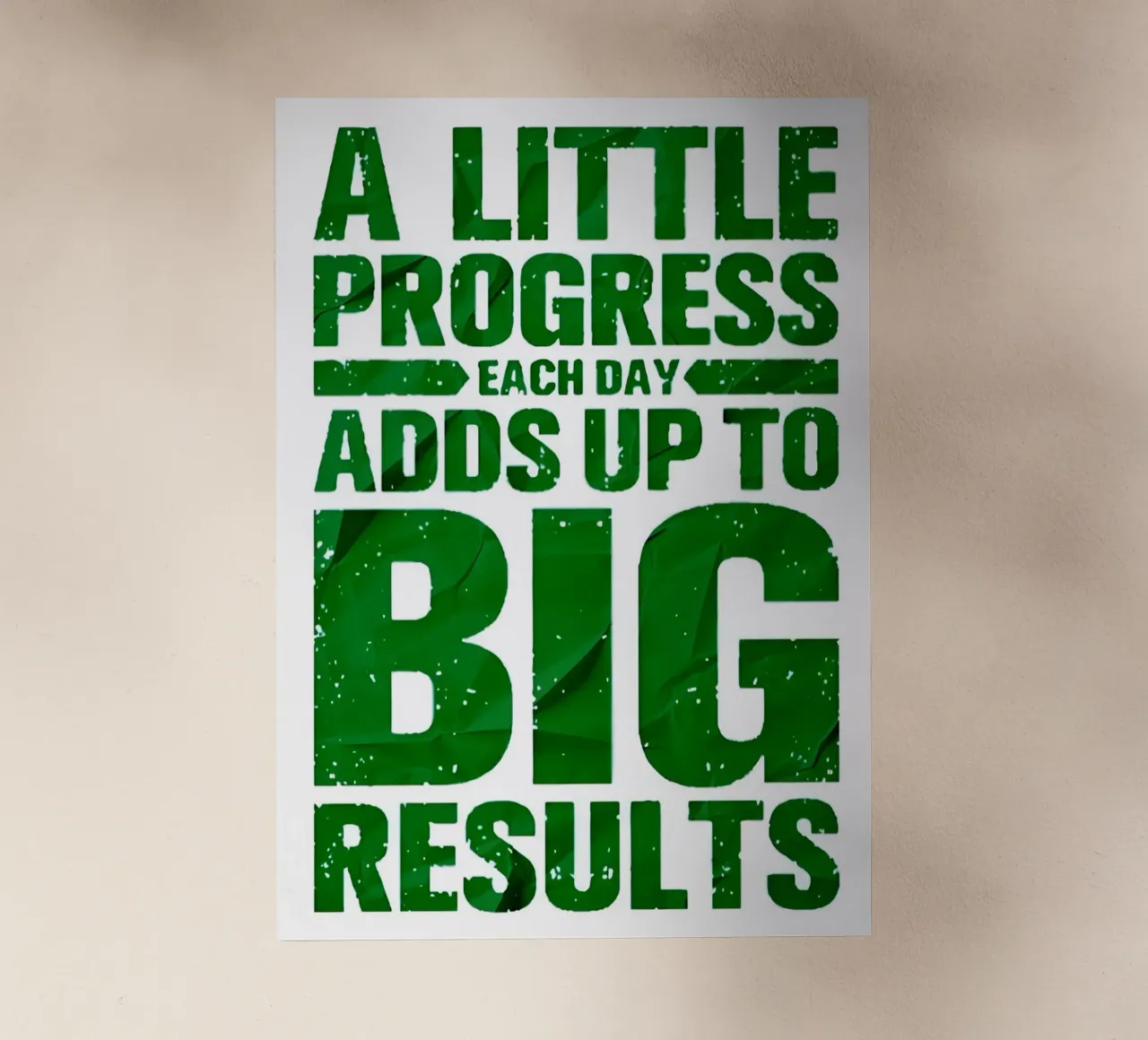 'A LITTLE PROGRESS EACH DAY ADDŞ UP TO BIG RESULTS' pellicola backlit da Type & Tape