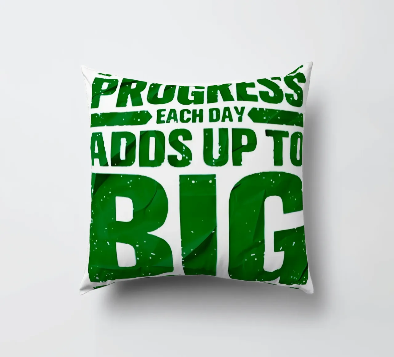 'A LITTLE PROGRESS EACH DAY ADDŞ UP TO BIG RESULTS' cuscino da Type & Tape