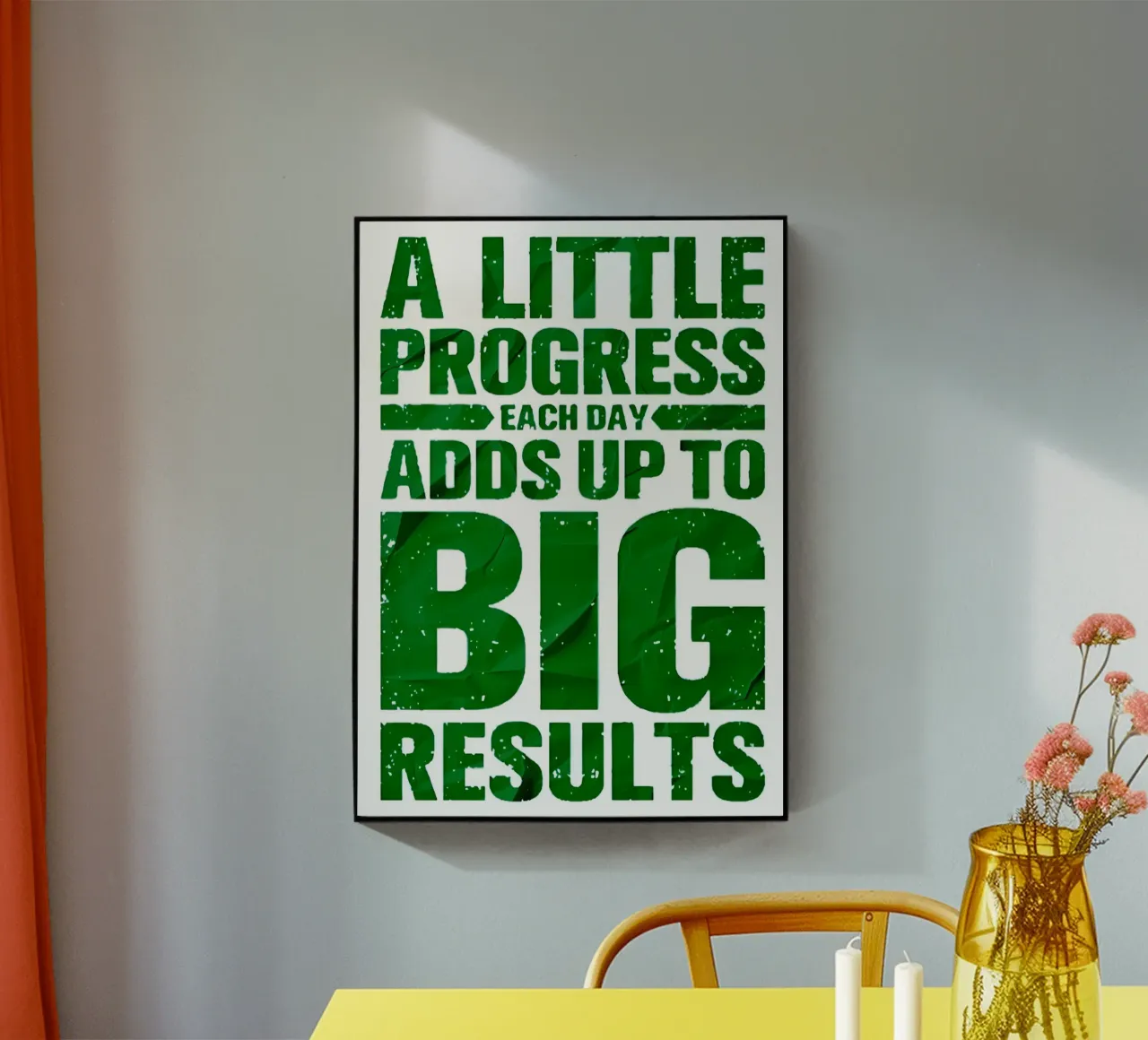 'A LITTLE PROGRESS EACH DAY ADDŞ UP TO BIG RESULTS' plexiglass da Type & Tape