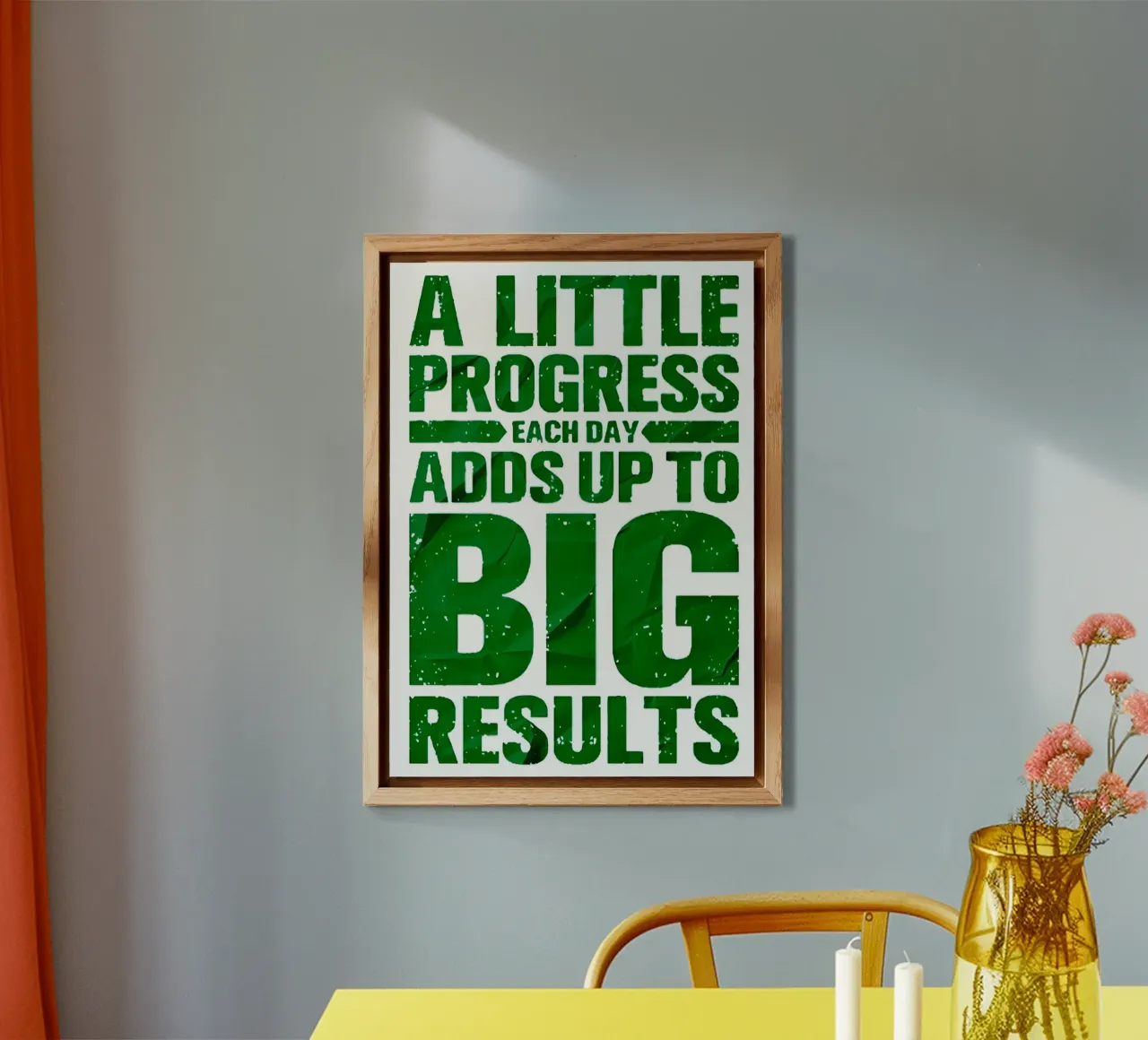 'A LITTLE PROGRESS EACH DAY ADDŞ UP TO BIG RESULTS' alluminio dibond da Type & Tape