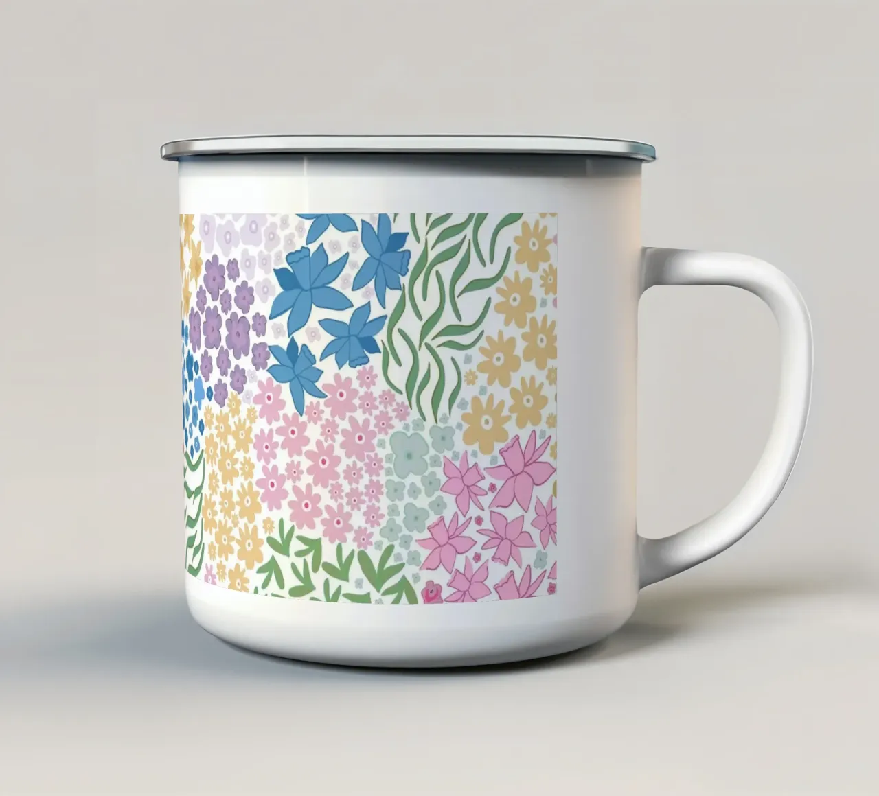 Fiori colorati e vivaci tazza in smalto da gulsengunel