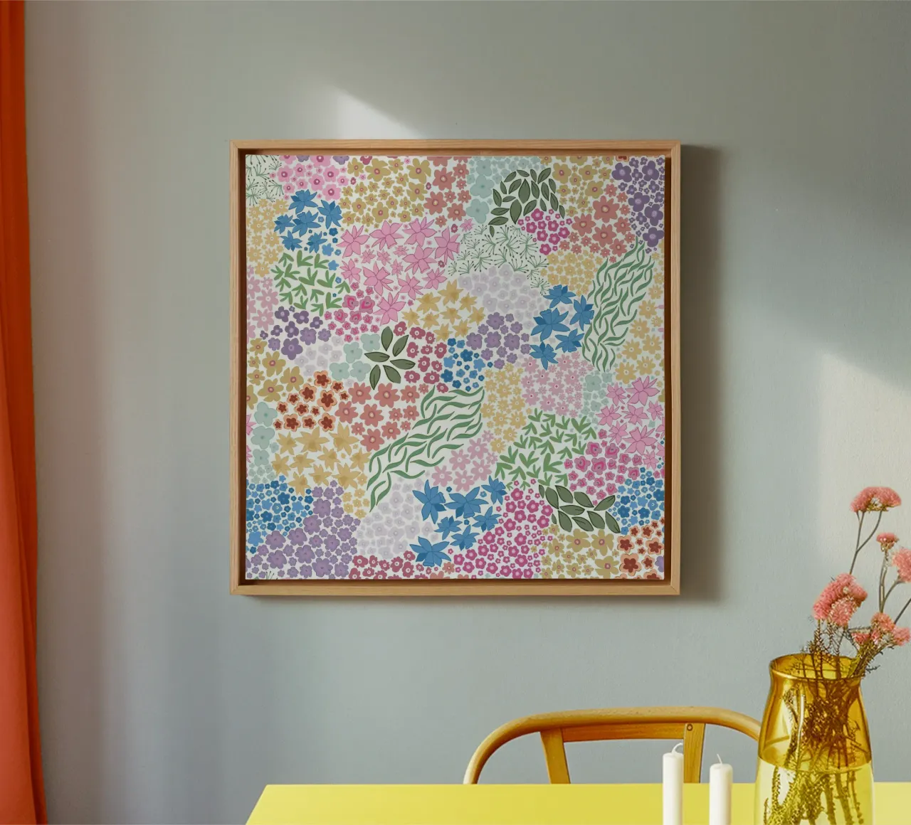 Fiori colorati e vivaci tela con Cornice a cassetta da gulsengunel