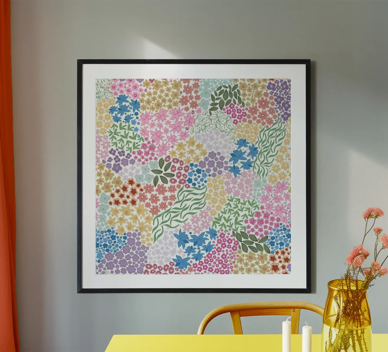 Fiori colorati e vivaci poster con telaio in plastica da gulsengunel