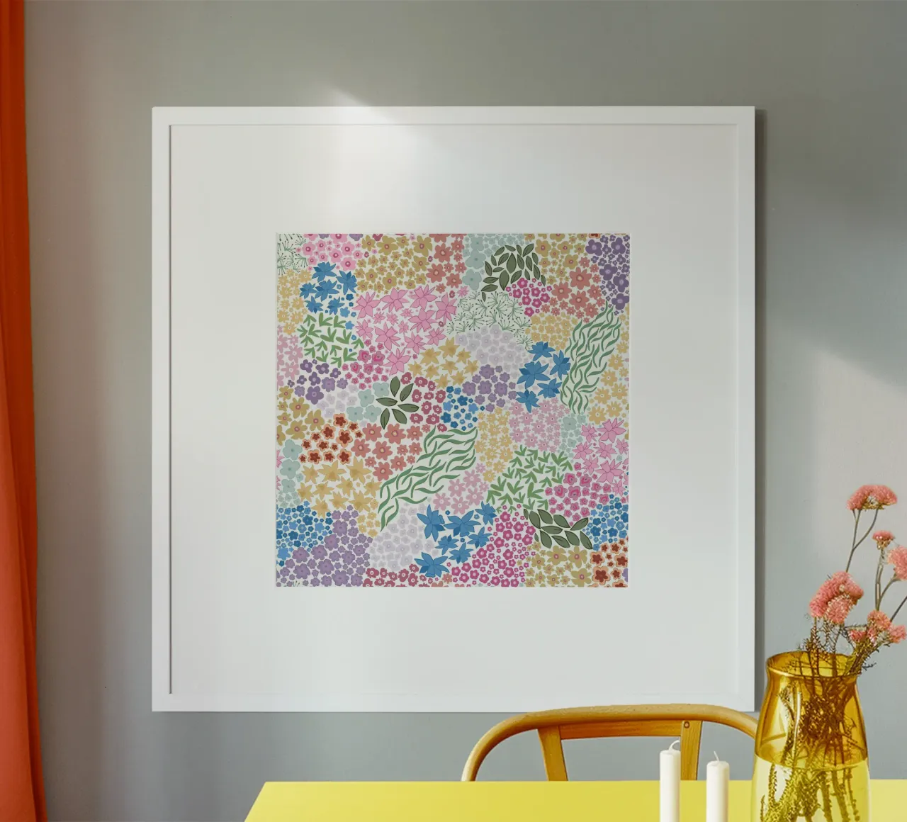 Fiori colorati e vivaci poster con telaio in plastica da gulsengunel