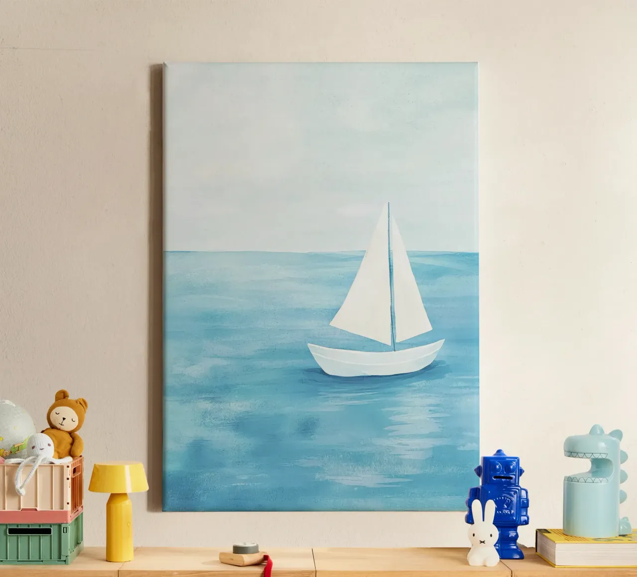 zeilboot zeezeilen canvas met Baklijst van Fletcher M Henry