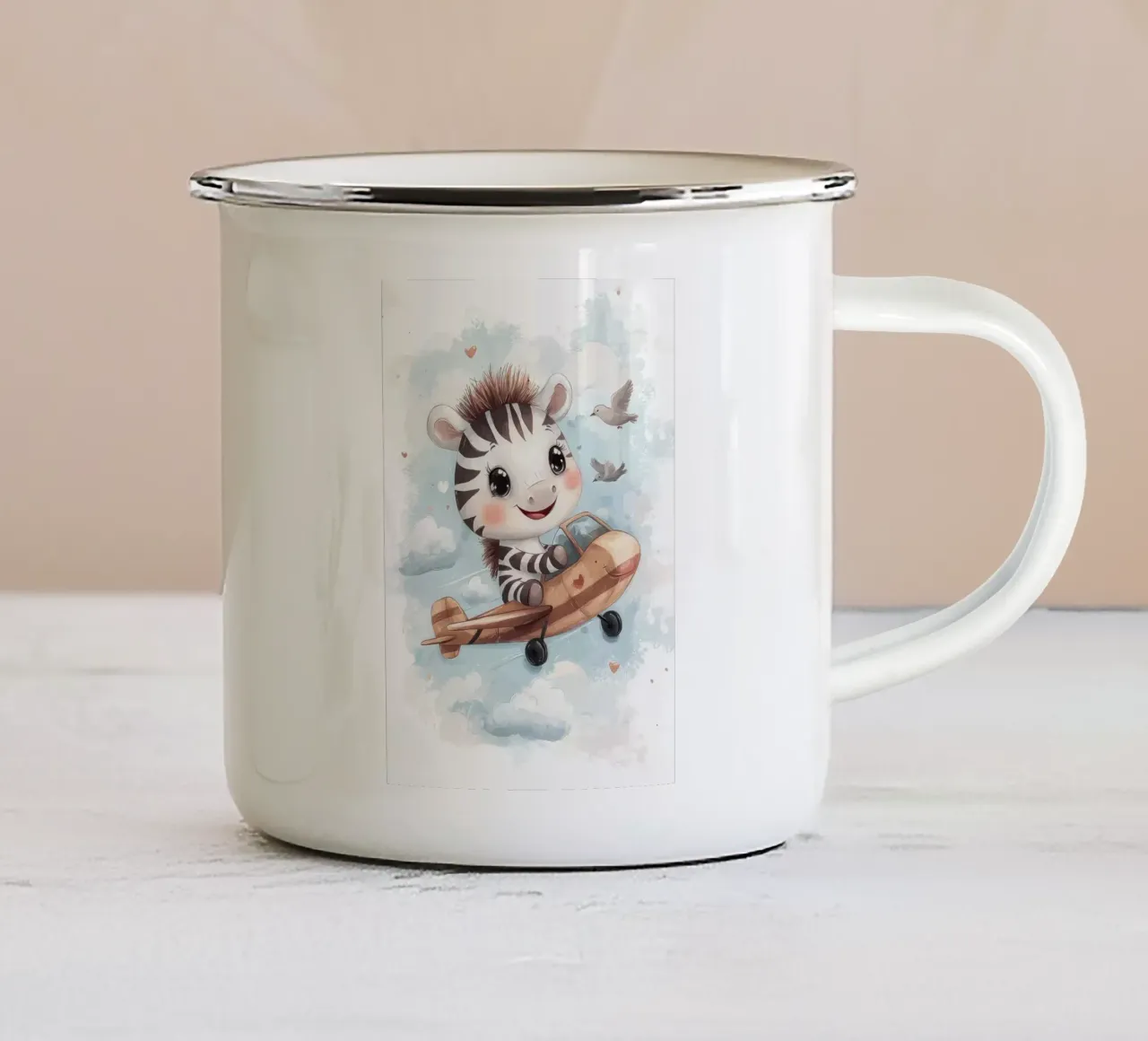 zebra aereo nuvole tazza in smalto da Fletcher M Henry