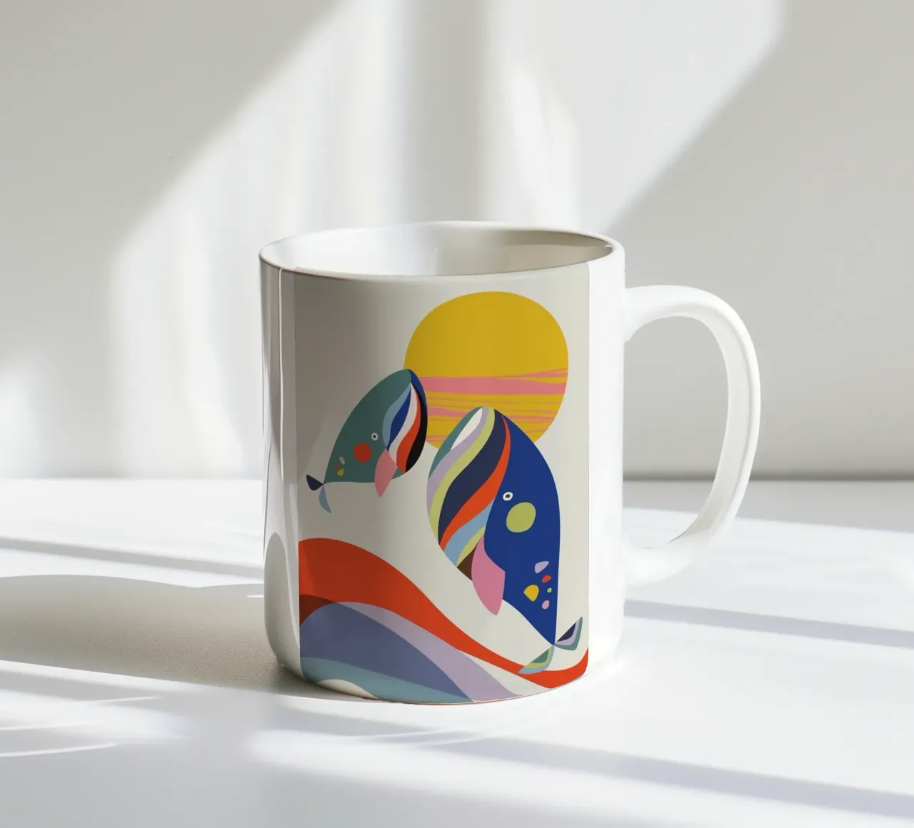 Due balene tazza in ceramica da cosmos studio