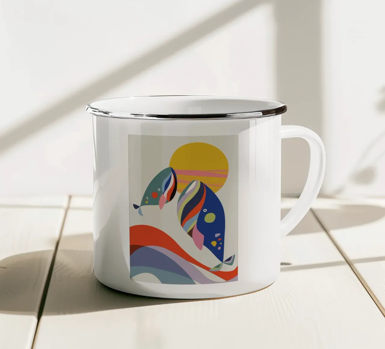 Due balene tazza in smalto da cosmos studio