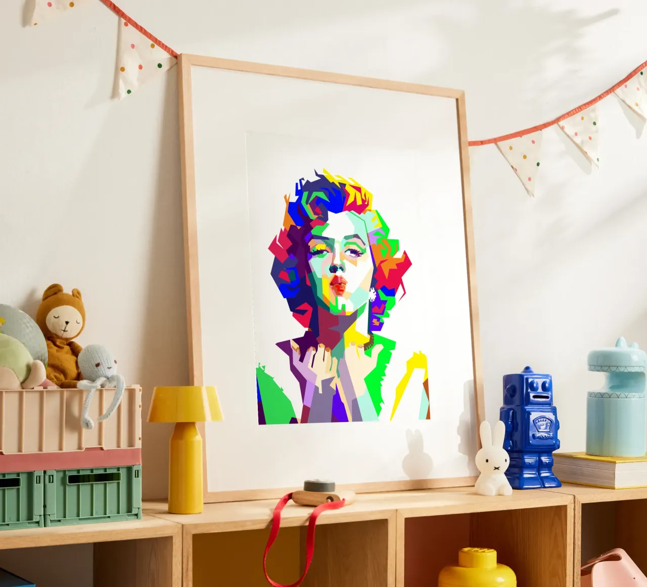 Marilyn Monroe attrice famosa Pop Art poster con telaio in legno da Artkreator