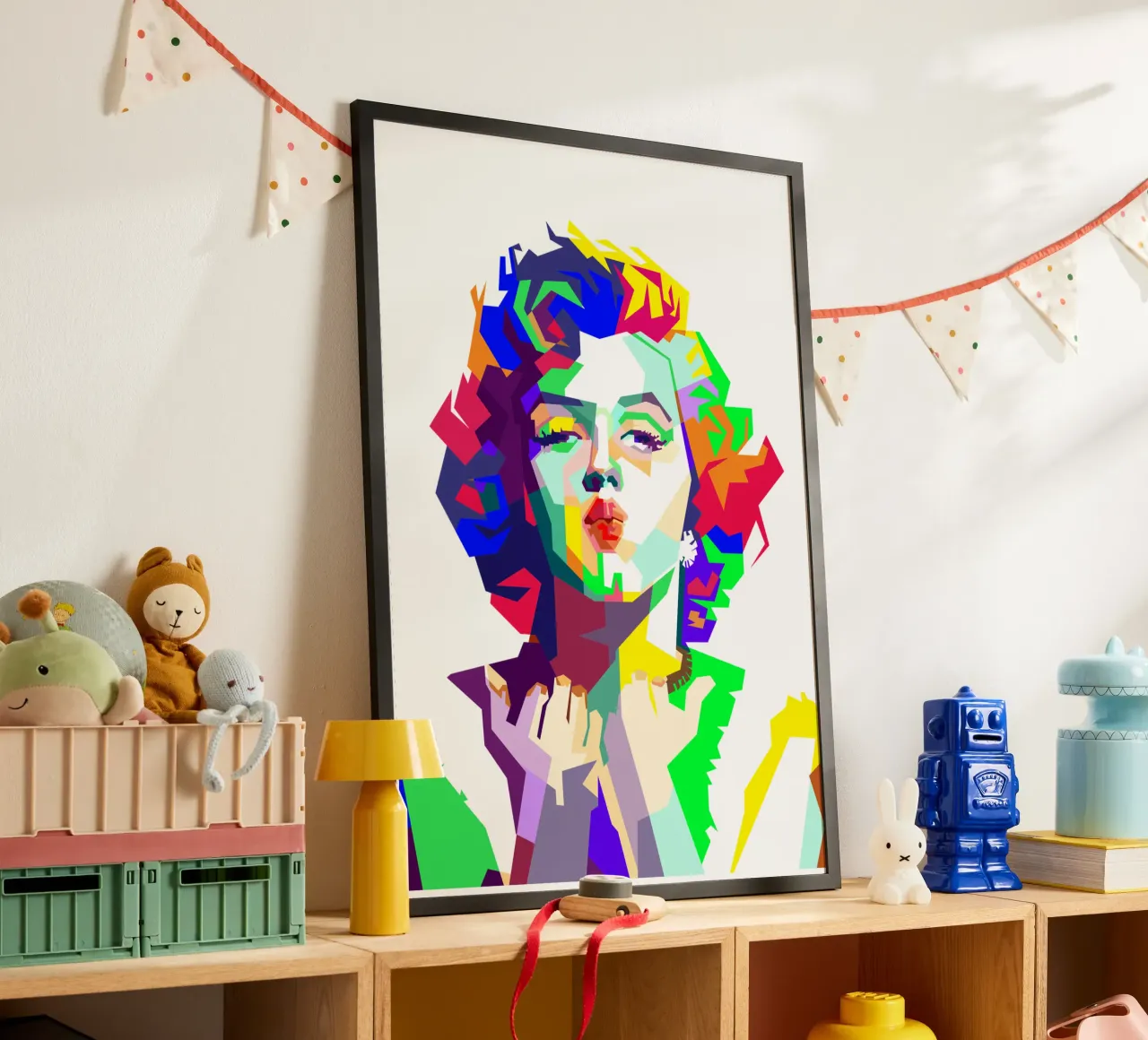 Marilyn Monroe attrice famosa Pop Art poster con telaio in legno da Artkreator