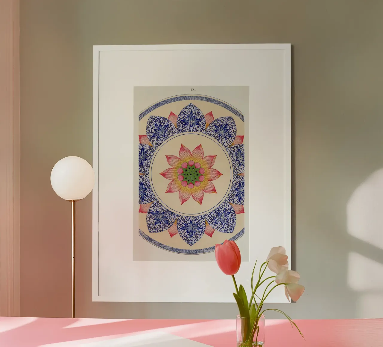 Pink floral pattern poster da vintageshop