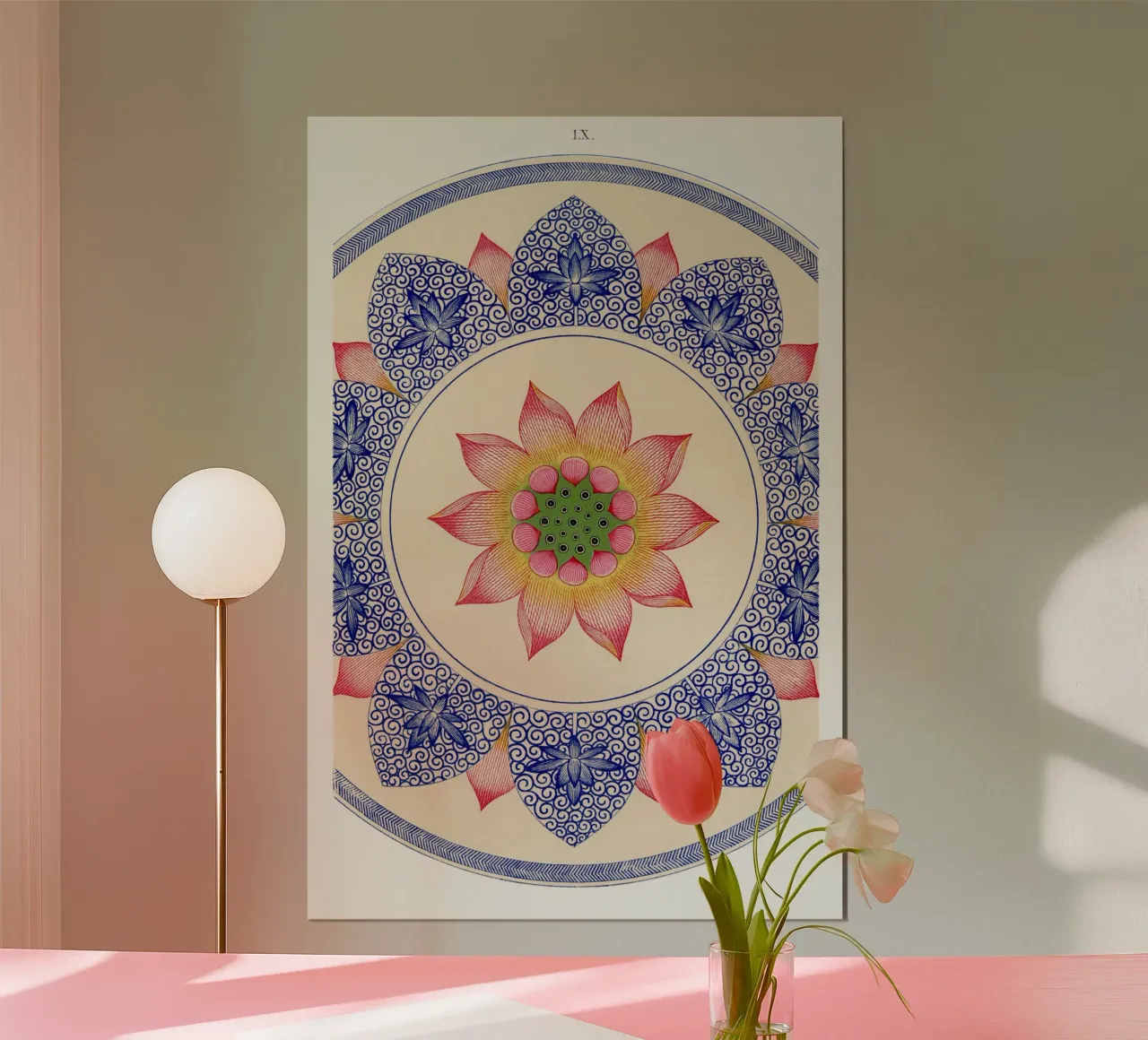 Pink floral pattern poster da vintageshop