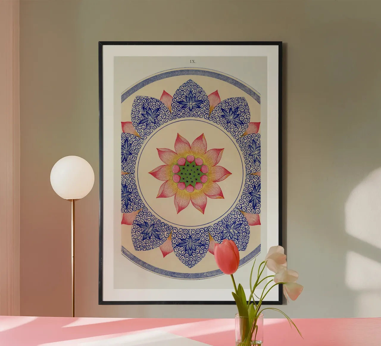 Pink floral pattern poster da vintageshop