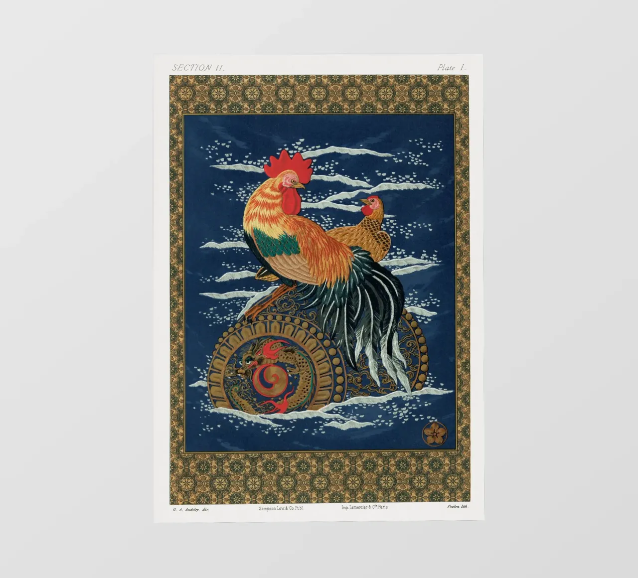 Rooster and hen on a barrel floating in the sea pellicola backlit da vintageshop