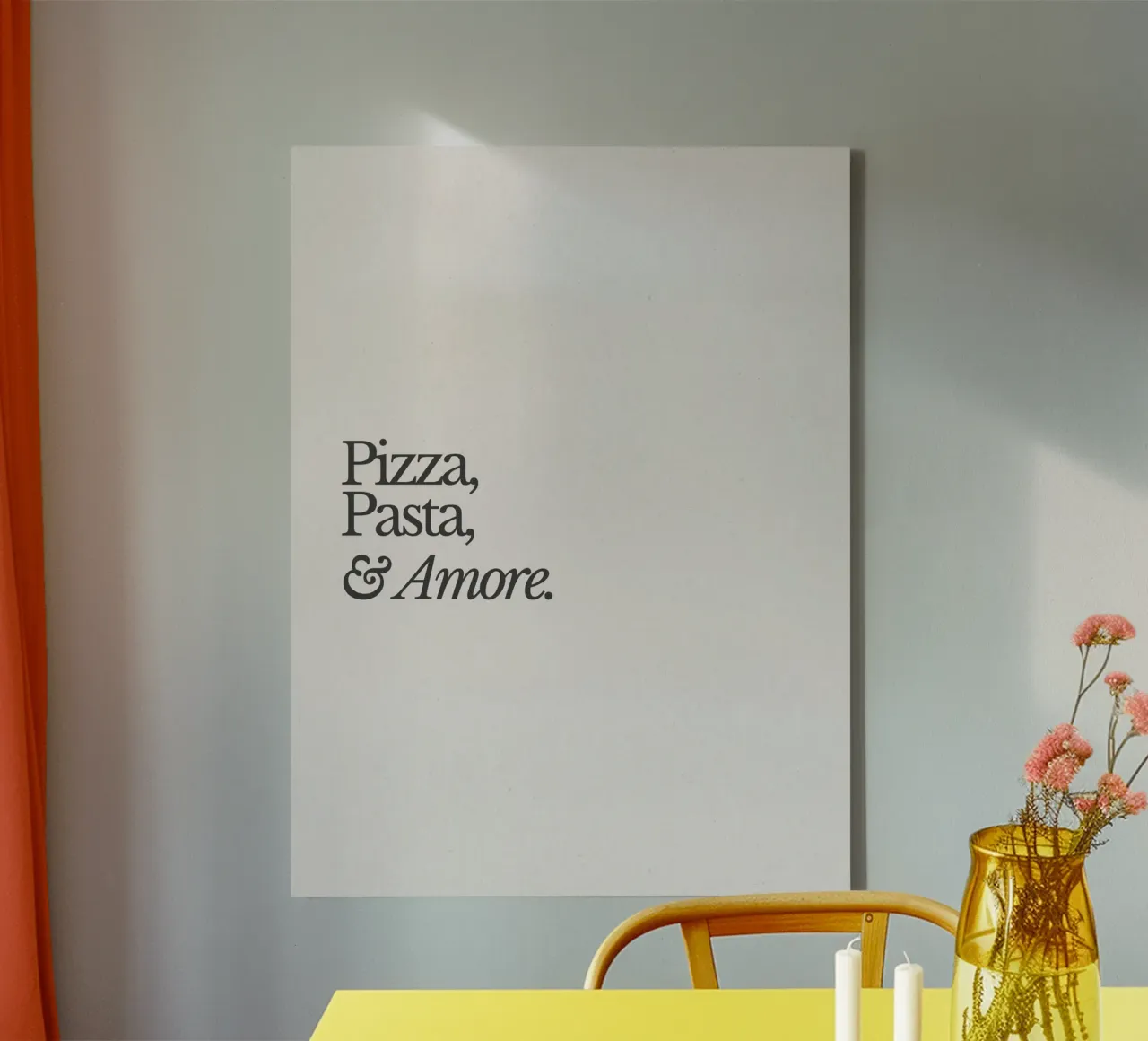 Pizza, Pasta & Amore tela con Cornice a cassetta da Diesdas Ananas Design