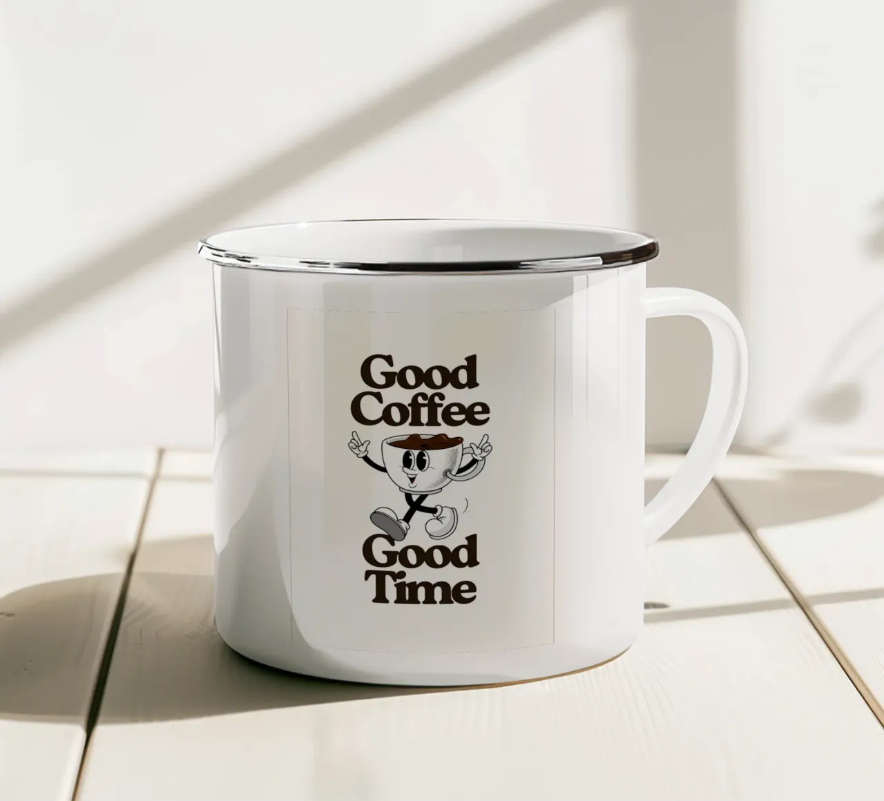 Good Coffee Good Time tazza in smalto da Diesdas Ananas Design
