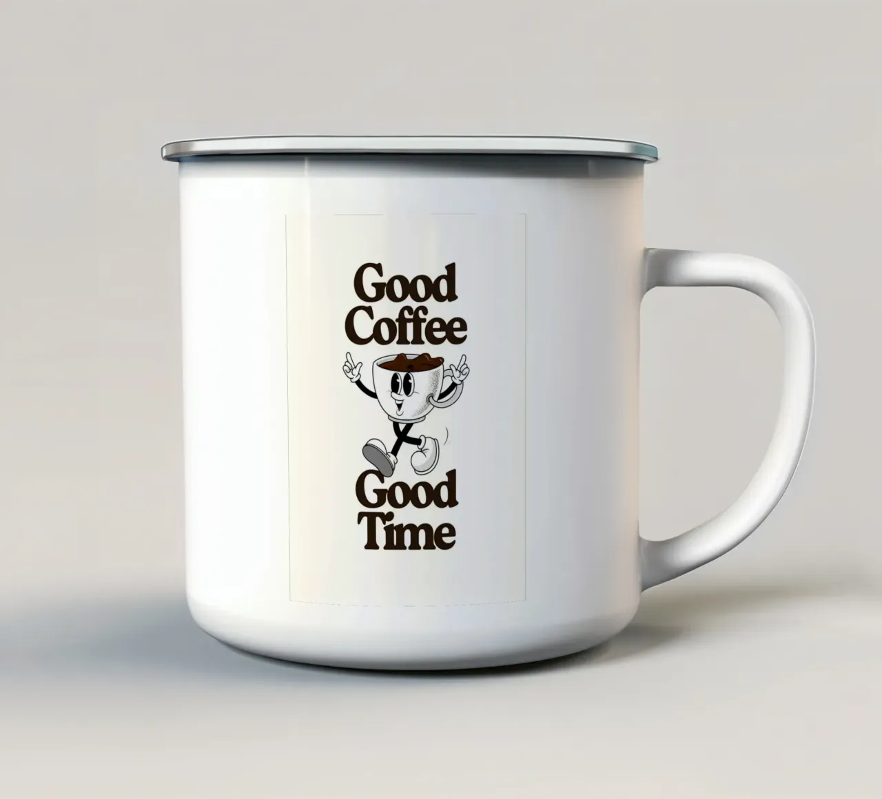 Good Coffee Good Time tazza in smalto da Diesdas Ananas Design