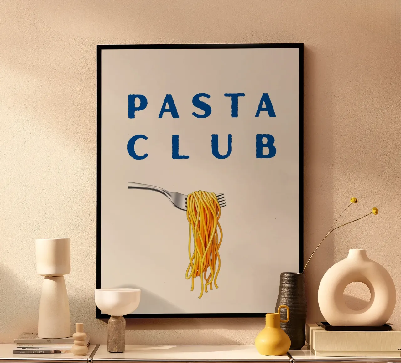 Pasta Club poster con telaio in plastica da Diesdas Ananas Design