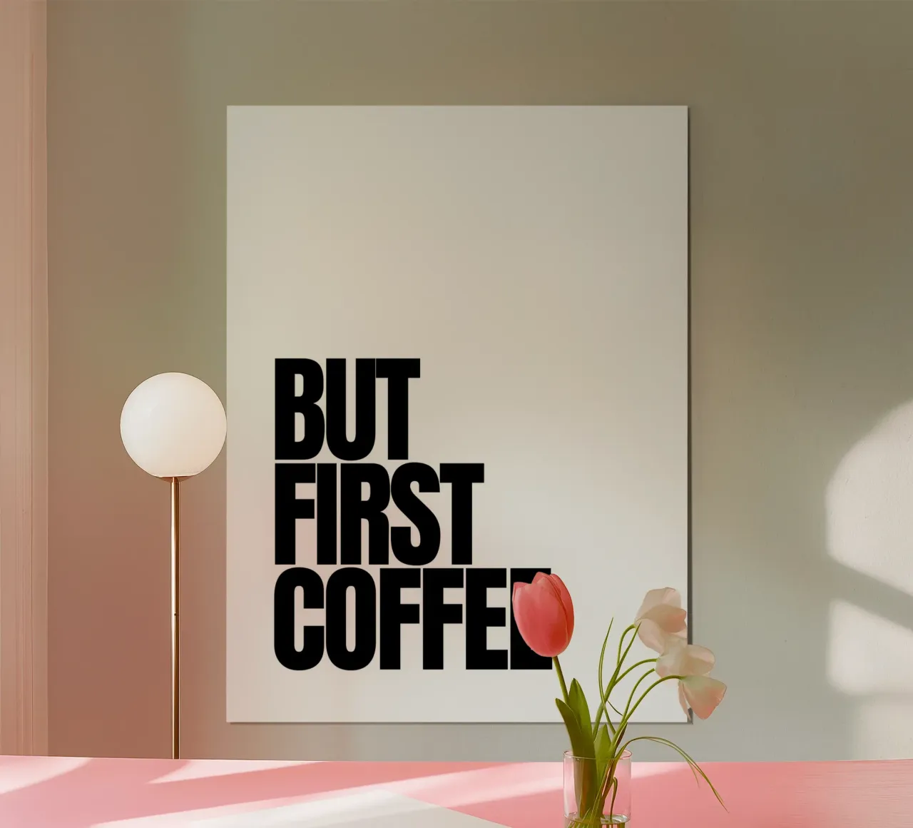 But first coffee (white) poster con telaio in legno da Diesdas Ananas Design
