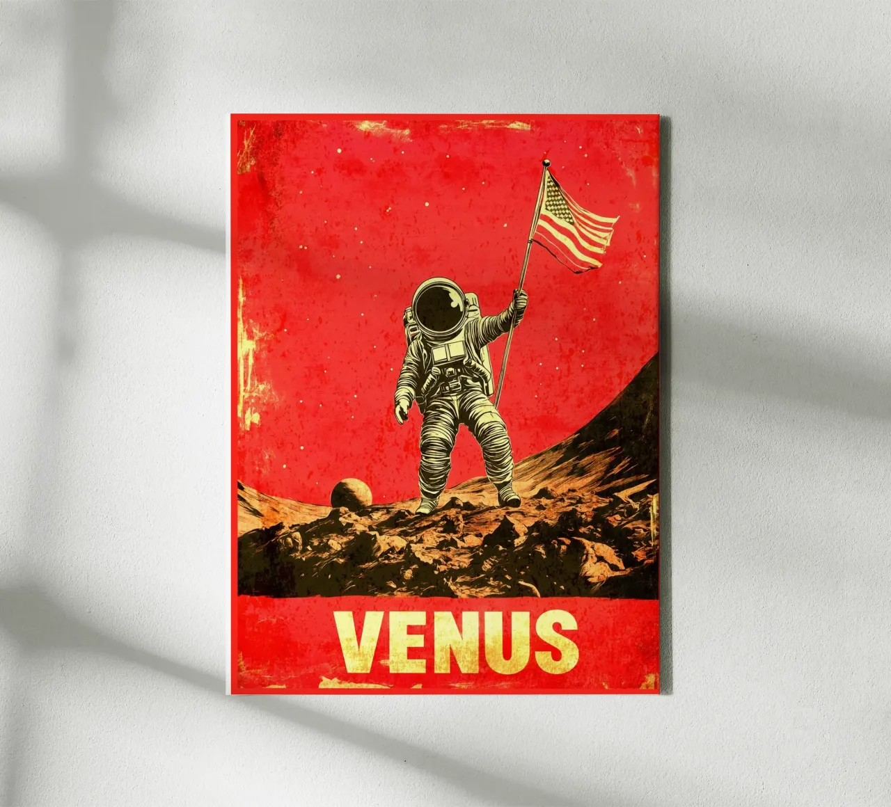 astronaut space planet Venus canvas with Floater frame by Leon B Feierabend