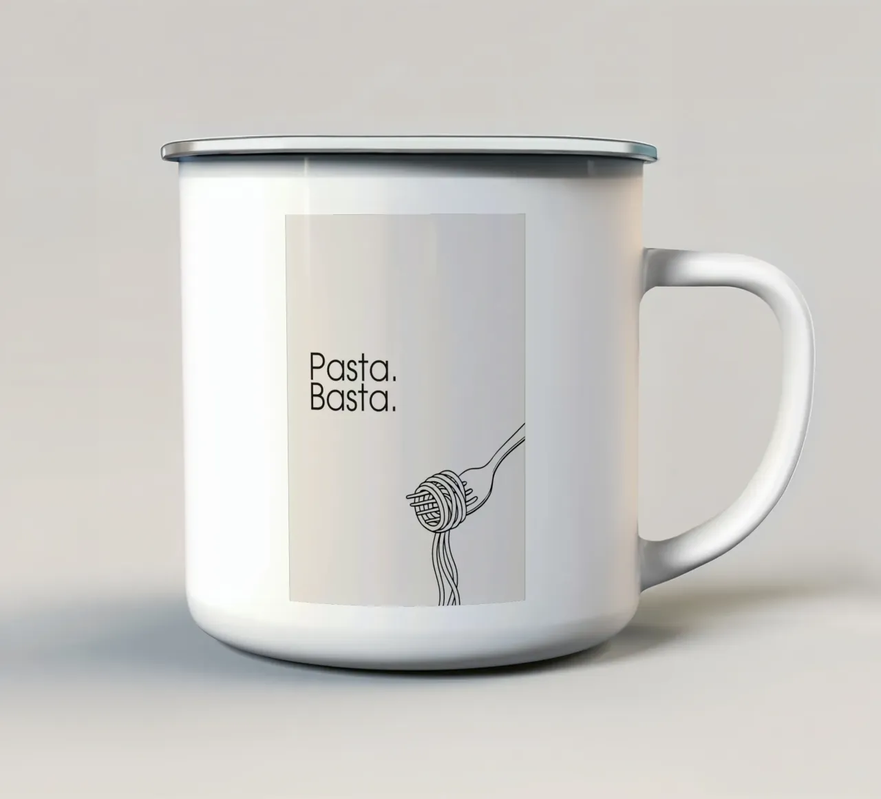 Pasta. Basta. tazza in smalto da Diesdas Ananas Design