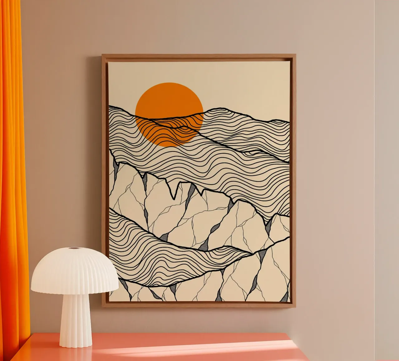 sole montagne paesaggio orizzonte tela con Cornice a cassetta da Sven B Strauss