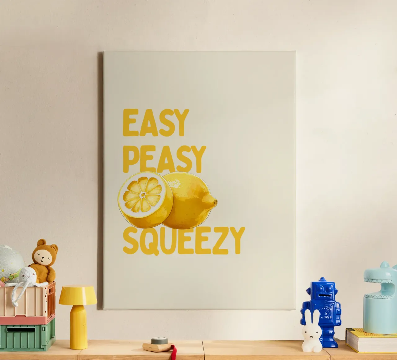 Easy Peasy, Lemon Squeezy tela con Cornice a cassetta da Diesdas Ananas Design