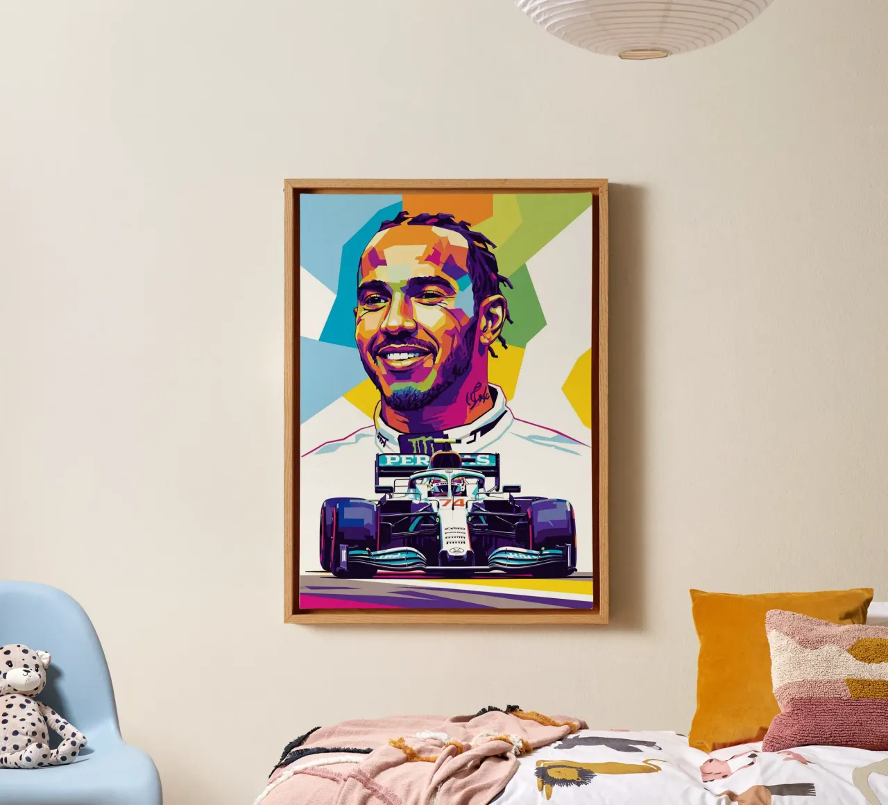 Lewis Hamilton - Formula Uno tela con Cornice a cassetta da Hantamrata