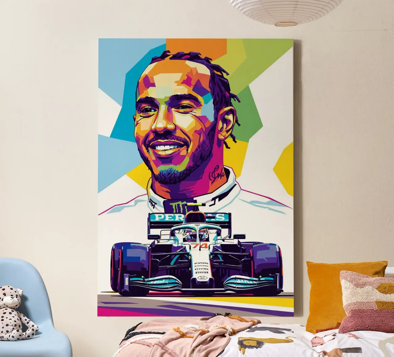 Lewis Hamilton - Formula Uno tela con Cornice a cassetta da Hantamrata