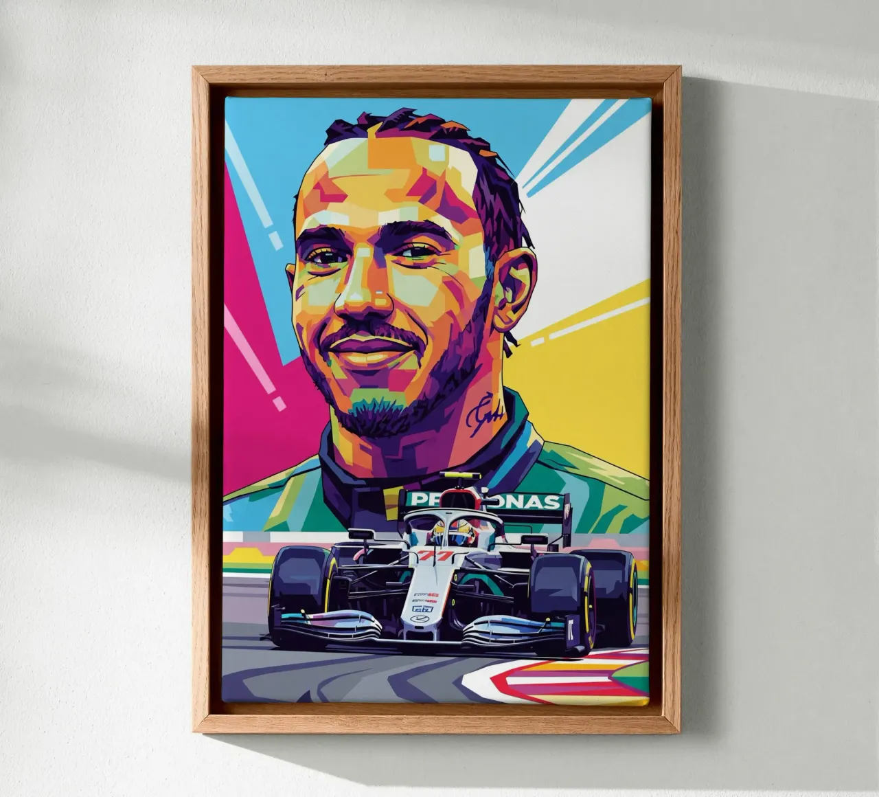 Lewis Hamilton - Formula One art canvas with Floater frame by Hantamrata